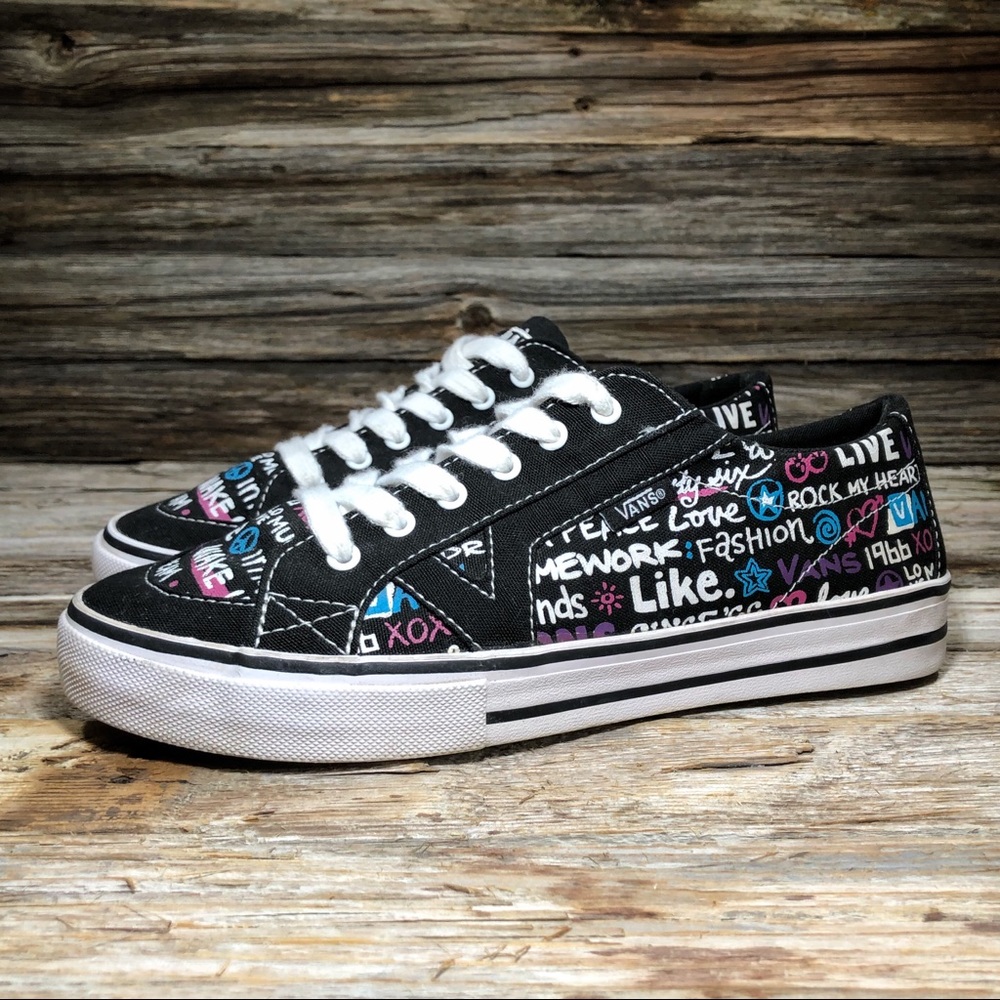Vans Graffiti Sneaker Black Lace Up Women 6.5